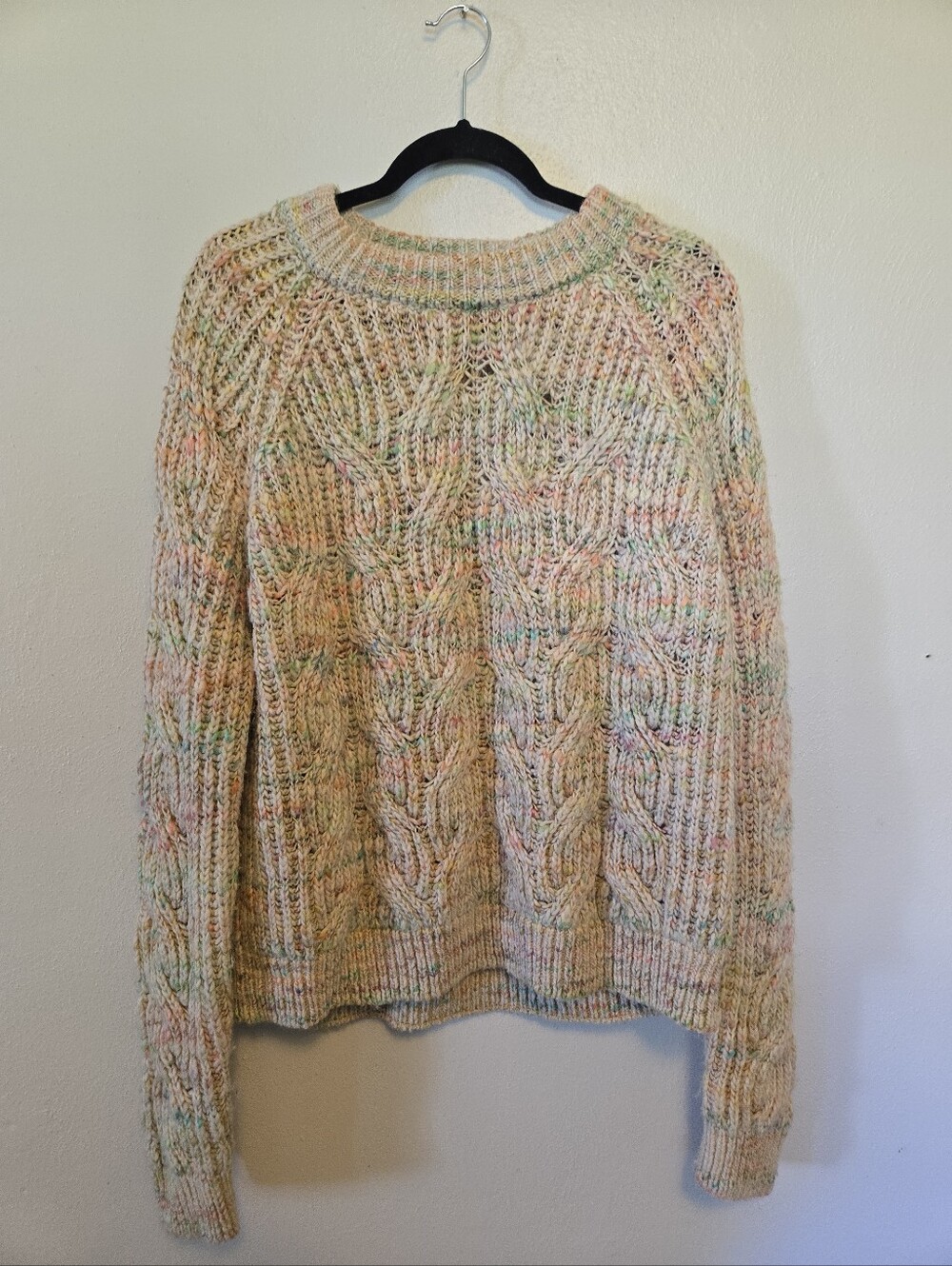 Scotch & Soda Women's Chunky Knit Oatmeal Rainbow Sprinkle Sweater XL